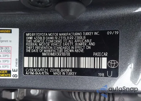 2019 Toyota C-Hr Xle from USA, damaged, VIN NMTKHMBX3KR100708
